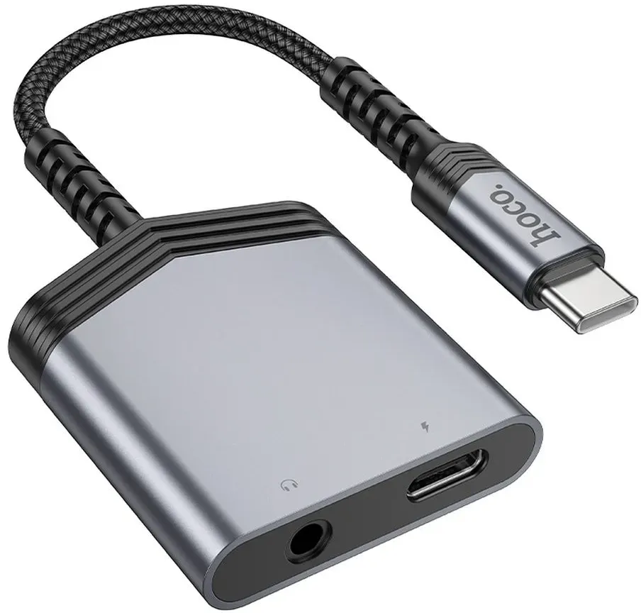 Adattatore Audio USB-C - USB-C / 3.5mm HOCO LS39, Nero - immagine 1