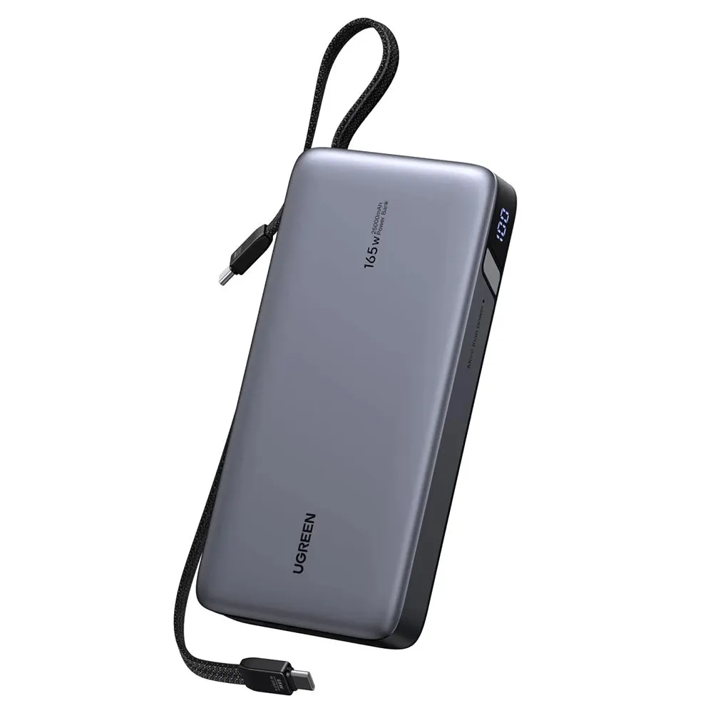 Batteria Esterna UGREEN PB552 (55995B), 25000mAh, 165W, QC + PD, 1 x USB-A - 3 x USB-C, Grigio - immagine 1