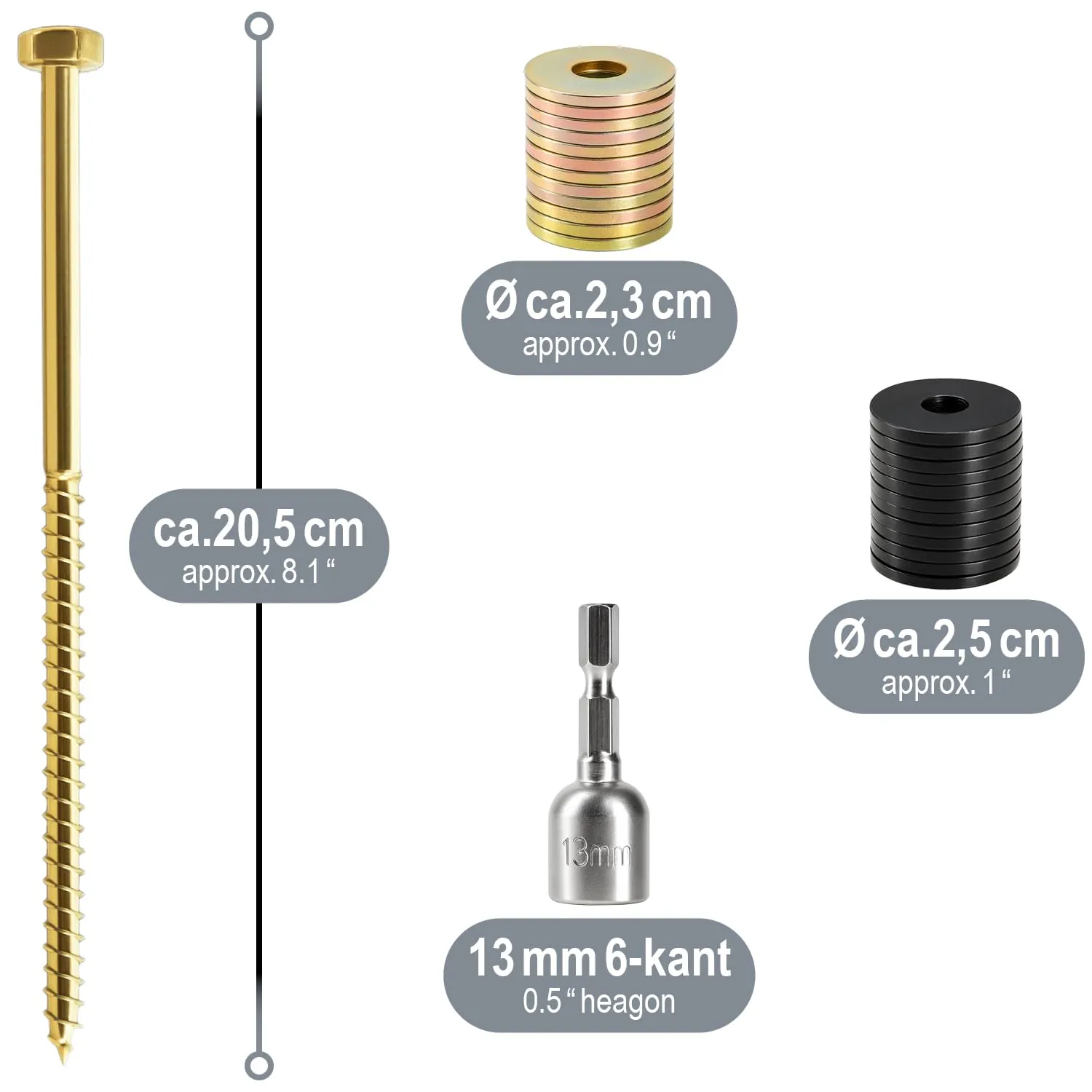 com-four® 37 pezzi set picchetti vite tenda, 12 picchetti filettati - immagine 2
