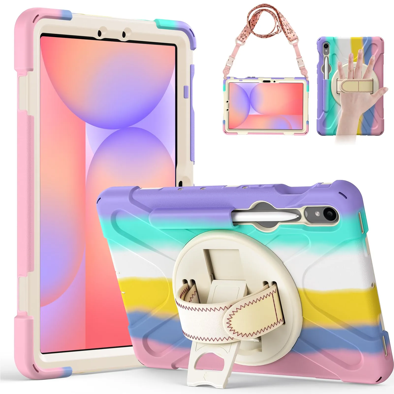 Gerutek Cover per Samsung Galaxy Tab S10 Lite/S10 FE/S9 FE, Arcobaleno - immagine 1