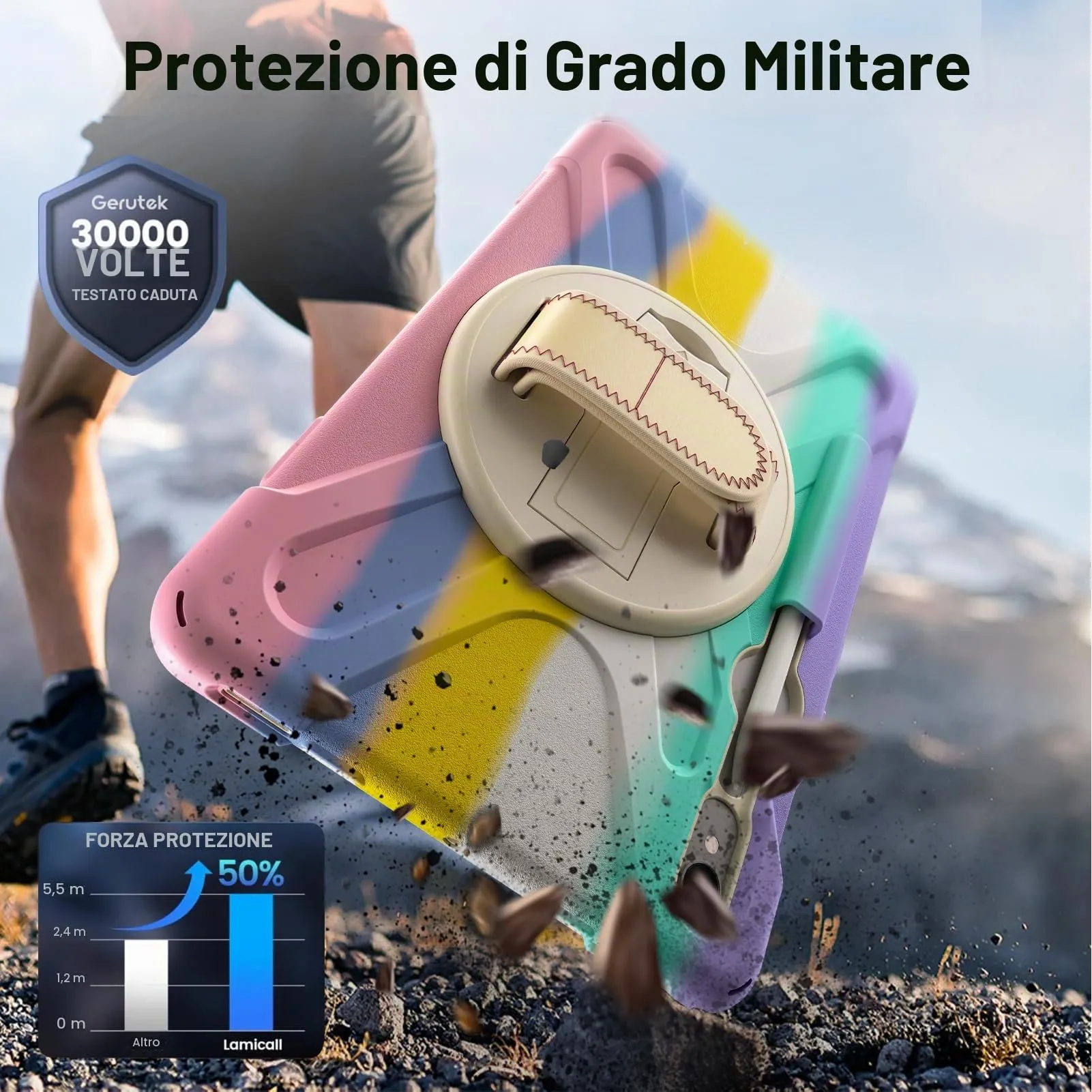 Gerutek Cover per Samsung Galaxy Tab S10 Lite/S10 FE/S9 FE, Arcobaleno - immagine 4