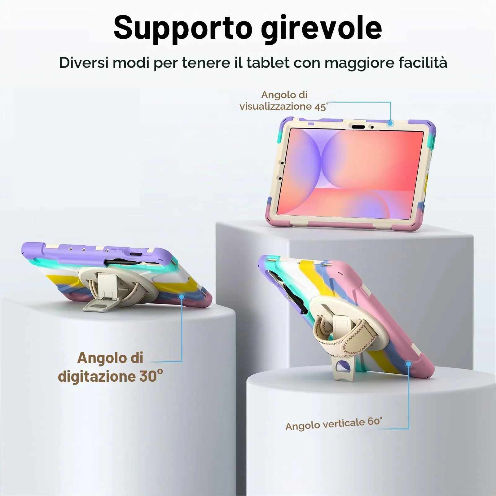 Gerutek Cover per Samsung Galaxy Tab S10 Lite/S10 FE/S9 FE, Arcobaleno - immagine 5