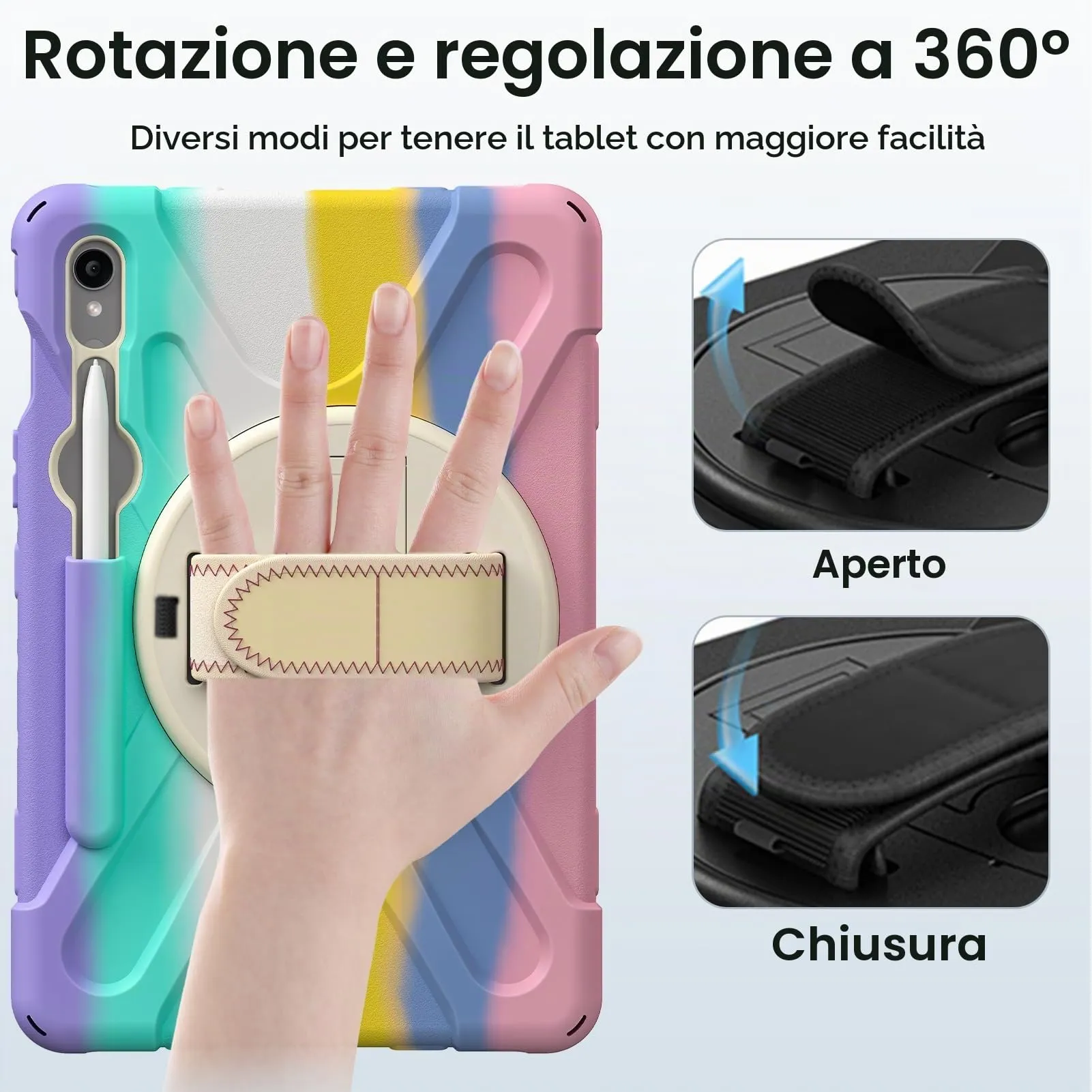 Gerutek Cover per Samsung Galaxy Tab S10 Lite/S10 FE/S9 FE, Arcobaleno - immagine 6