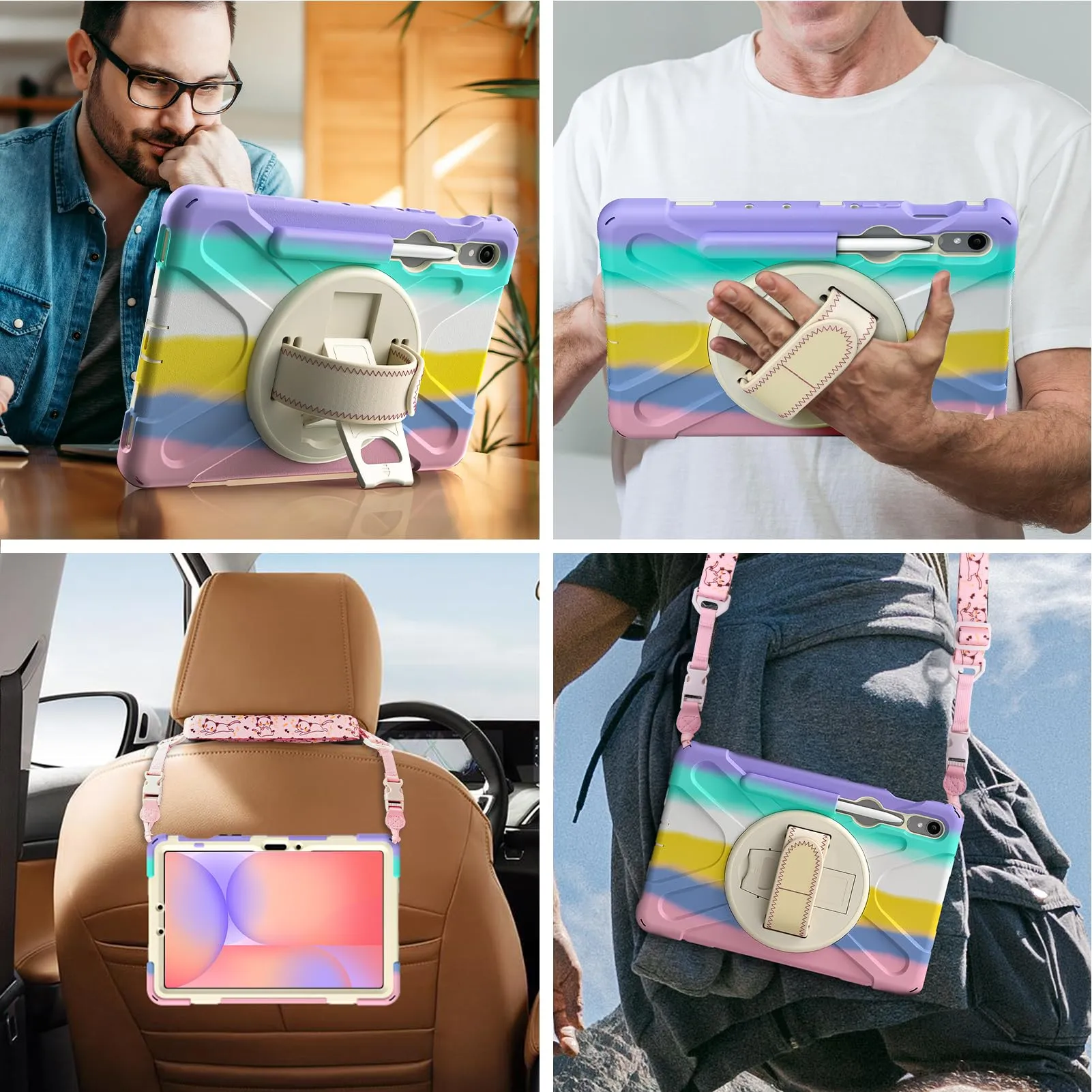 Gerutek Cover per Samsung Galaxy Tab S10 Lite/S10 FE/S9 FE, Arcobaleno - immagine 7