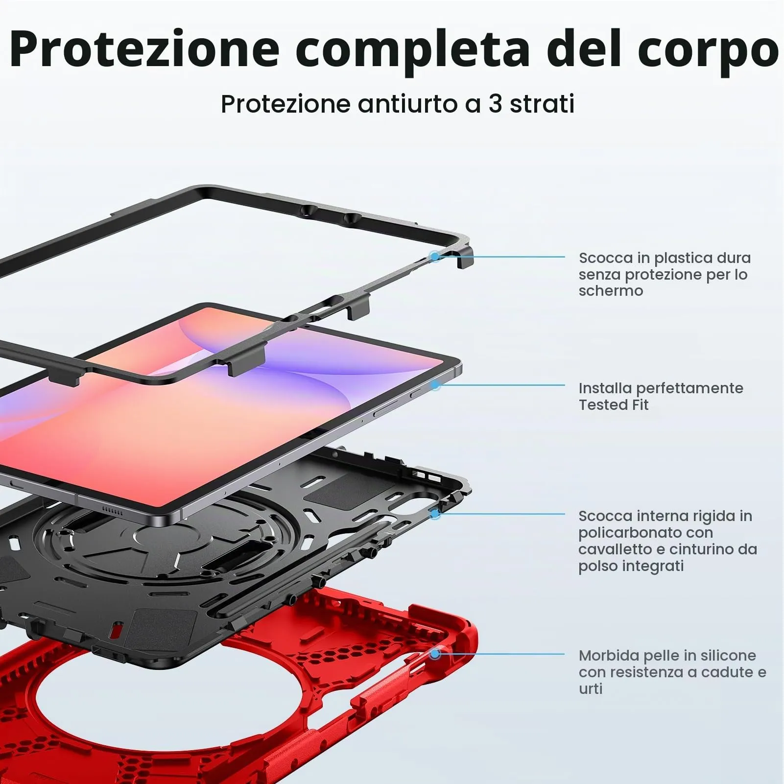 Gerutek Cover per Samsung Galaxy Tab S10 Lite/S10 FE/ S9 FE 10,9'', Rosso - immagine 3