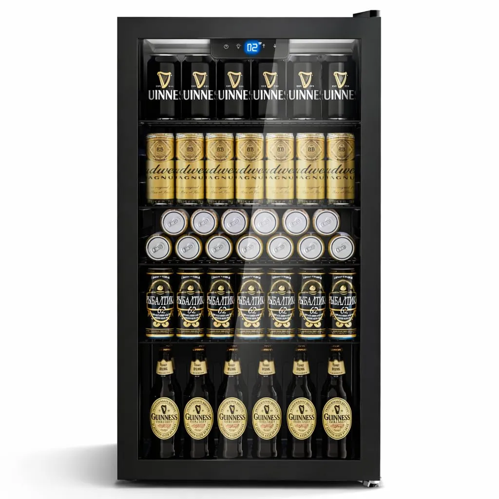 TRIUMPHKEY Frigorifero per Bevande 86L con Porta in Vetro, Frigo Bevande con 4 Ripiani Regolabili, Capacità fino a 130 Lattine, Mini Frigo per Birra e Bibite, Ideale per Casa, Bar e Ufficio - immagine 1
