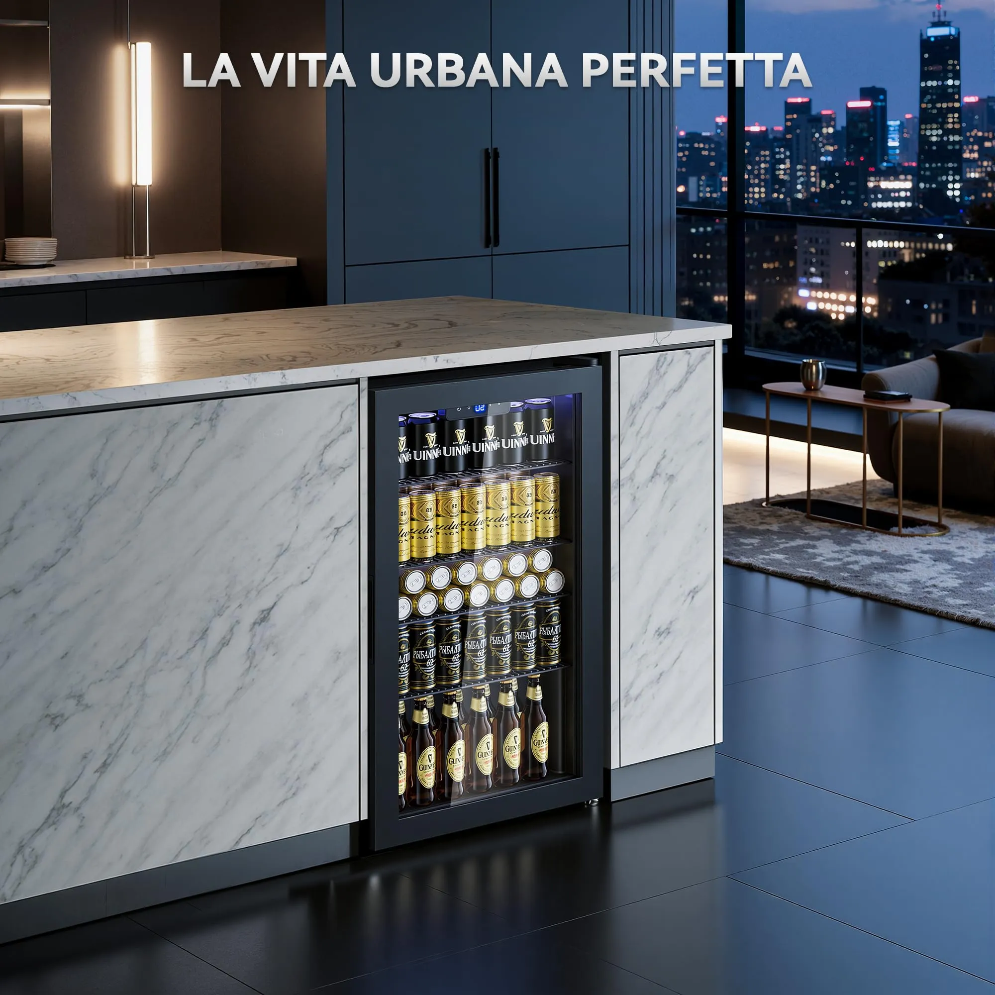 TRIUMPHKEY Frigorifero per Bevande 86L con Porta in Vetro, Frigo Bevande con 4 Ripiani Regolabili, Capacità fino a 130 Lattine, Mini Frigo per Birra e Bibite, Ideale per Casa, Bar e Ufficio - immagine 2