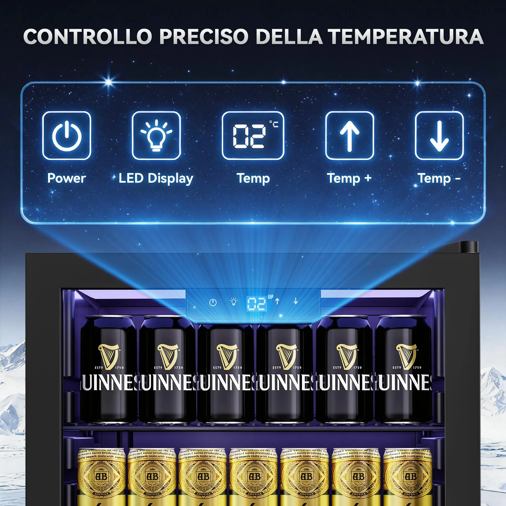 TRIUMPHKEY Frigorifero per Bevande 86L con Porta in Vetro, Frigo Bevande con 4 Ripiani Regolabili, Capacità fino a 130 Lattine, Mini Frigo per Birra e Bibite, Ideale per Casa, Bar e Ufficio - immagine 3