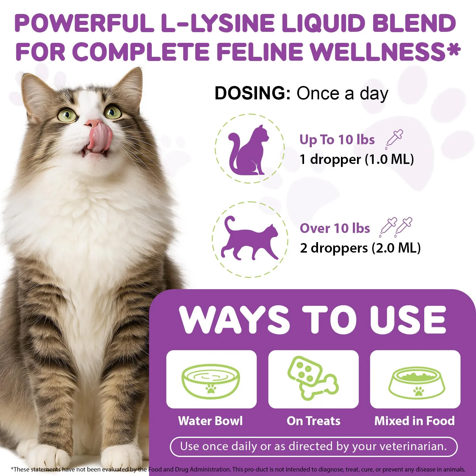 L-Lisina per Gatti - Integratore Liquido di L-Lisina per Gatti e Gattini 60ml, Supporto Immunitario e Benessere Respiratorio, Gusto Pollo - immagine 7