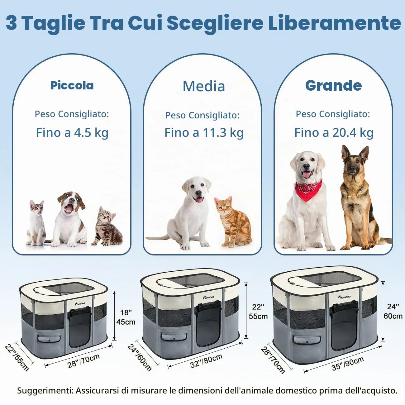 Pawaboo Recinto Portatile per Cani in Tessuto Oxford 600D, Grigio - immagine 2
