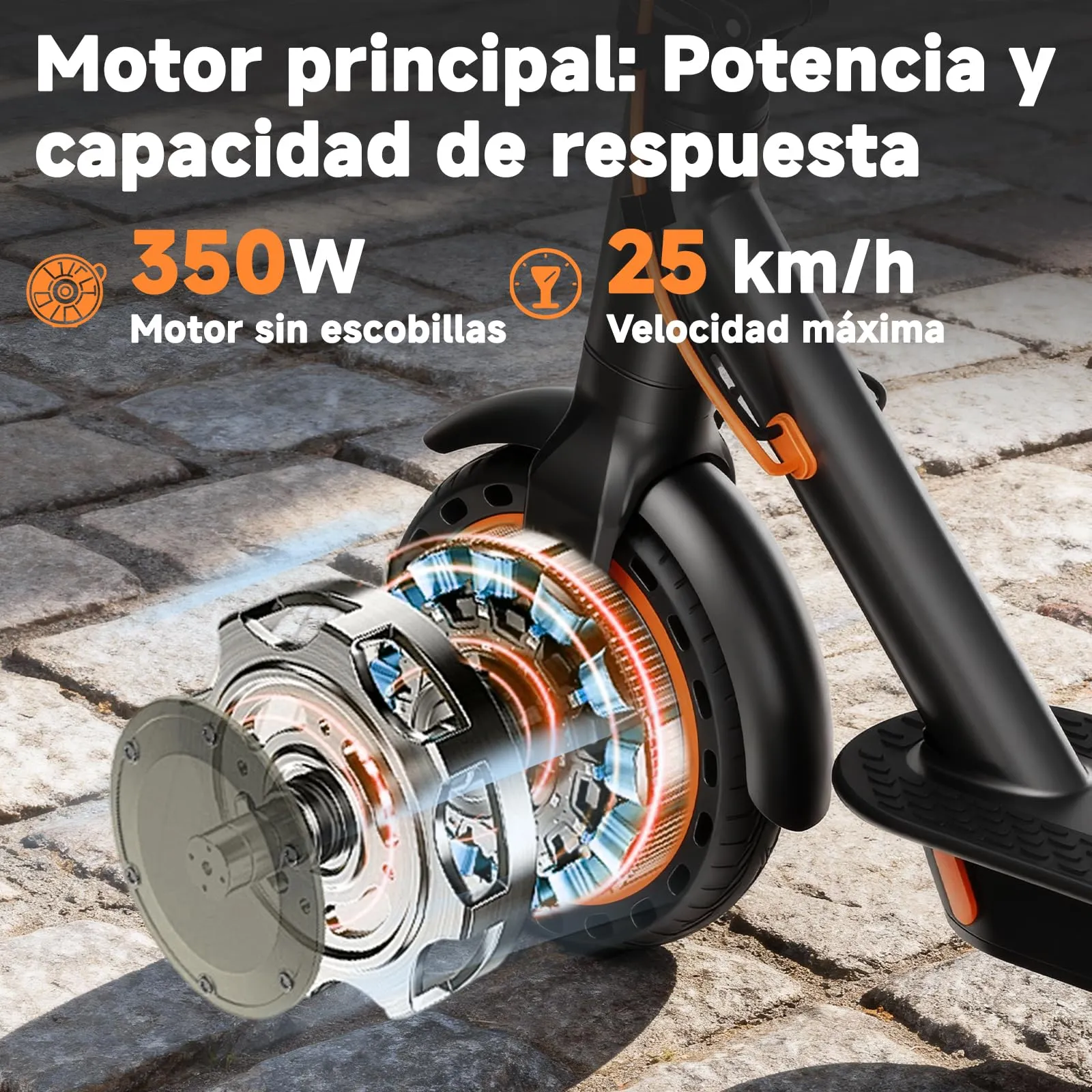 T3S Monopattino Elettrico Adulto-350W,30KM Autonomia, MAX 25 Km/h, e App, 8.5" Pneumatici Solidi, Scooter Elettrico Pieghevole - immagine 4
