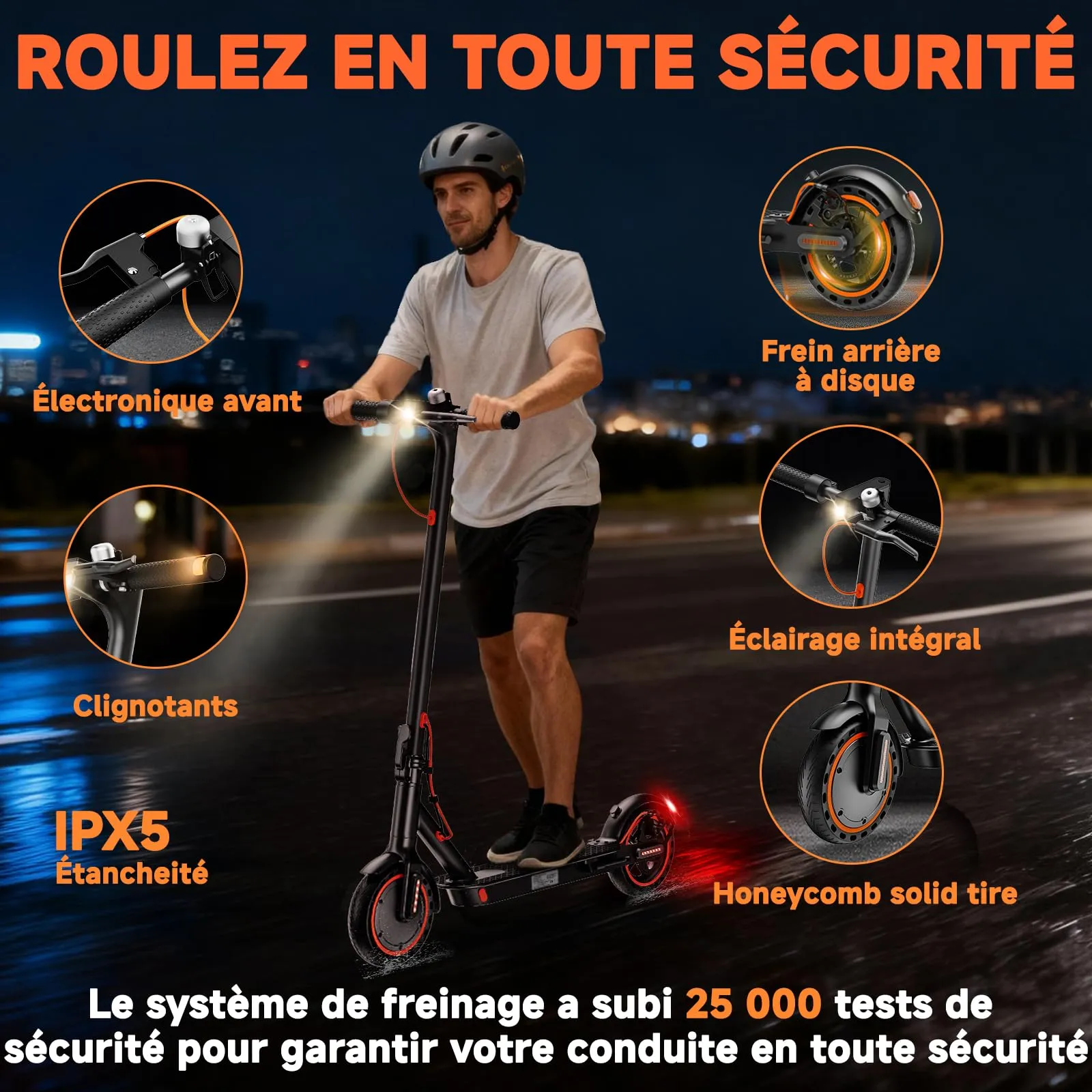 T3S Monopattino Elettrico Adulto-350W,30KM Autonomia, MAX 25 Km/h, e App, 8.5" Pneumatici Solidi, Scooter Elettrico Pieghevole - immagine 5