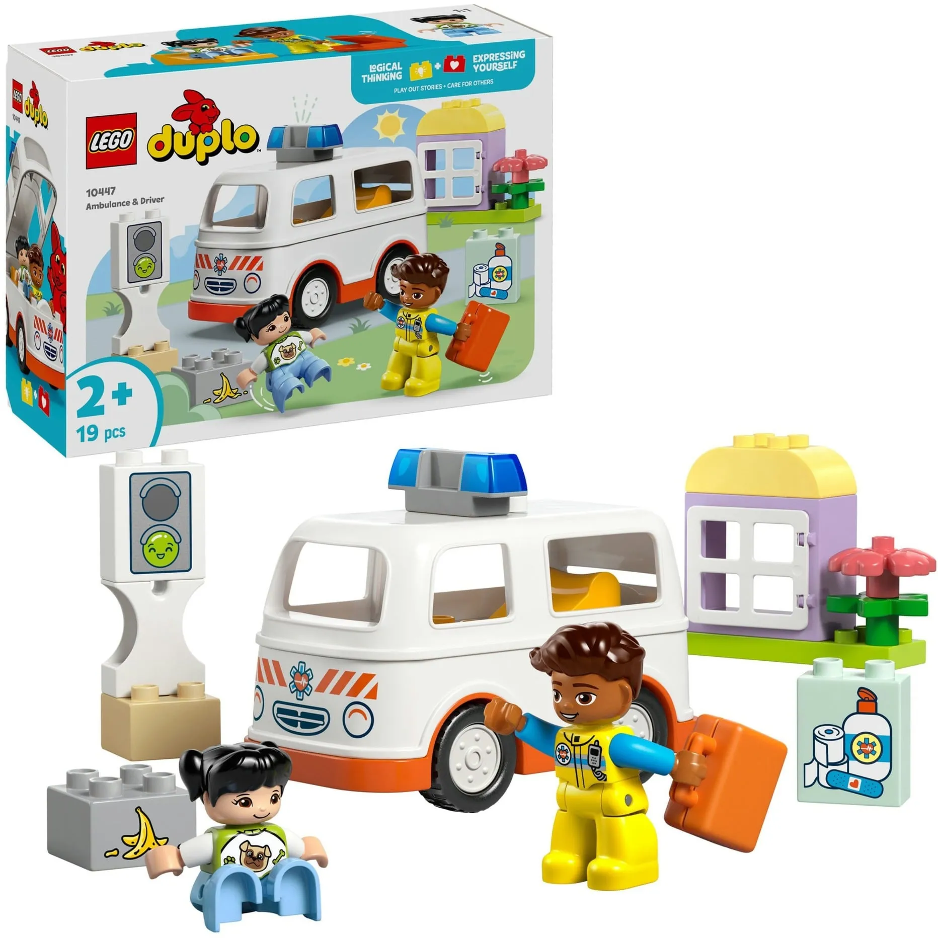 DUPLO 10447 Ambulanza e Autista, Giocattolo Educativo per Bambini 2+, Giochi Didattici di Sviluppo Abilità Socio-Emotive, Giochi di costruzione - immagine 1