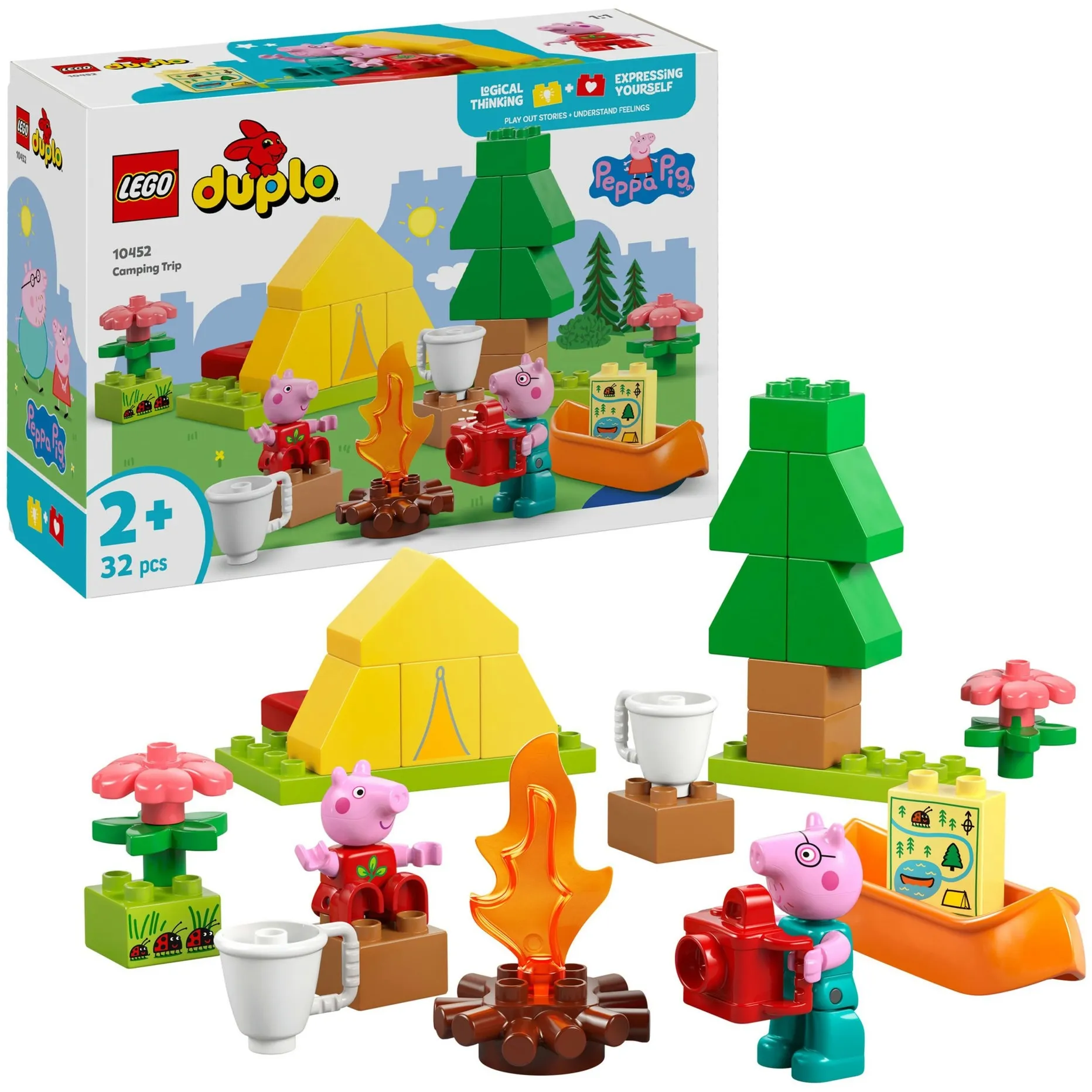DUPLO 10452 Peppa Pig Gita in Campeggio con Papà, Giochi Didattici Montessori per Bambine e Bambini da 2+ con Accessori, Giochi di costruzione - immagine 1