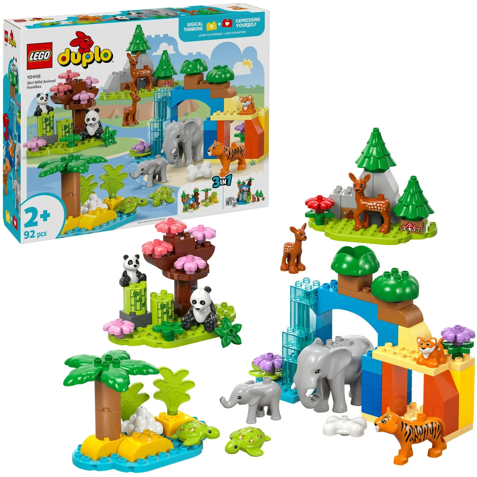 DUPLO 10446 Famiglie di Animali 3 in 1, Giocattolo con 10 Figure e Scene della Natura, Giochi Educativi per Bambini 2+, Giochi di costruzione - immagine 1