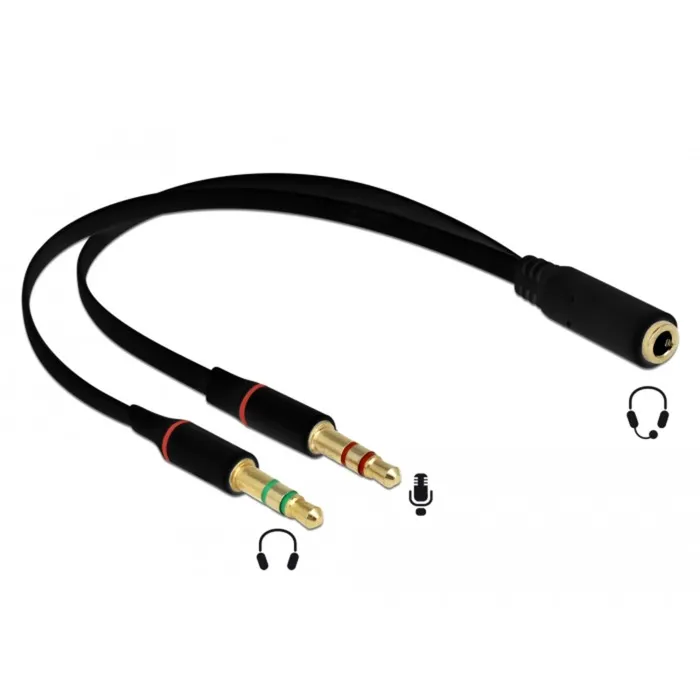 65967 cavo audio 0,2 m 3.5mm 2 x 3.5mm Nero, Adattatore - immagine 1