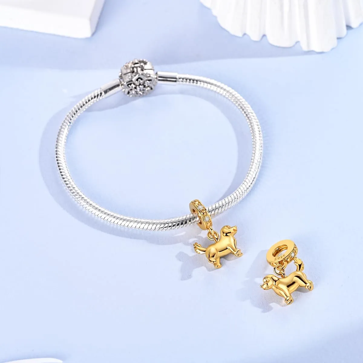 QIKAOLA Ciondolo Bead Charm Perline in argento sterling S925 per bracciali e collane europee per donne - immagine 4