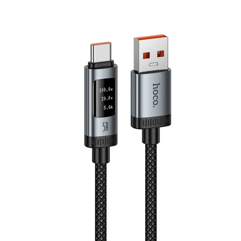Cavo Dati e Ricarica USB-A - USB-C HOCO Display U148, 100W, 1.2m, Nero - immagine 1
