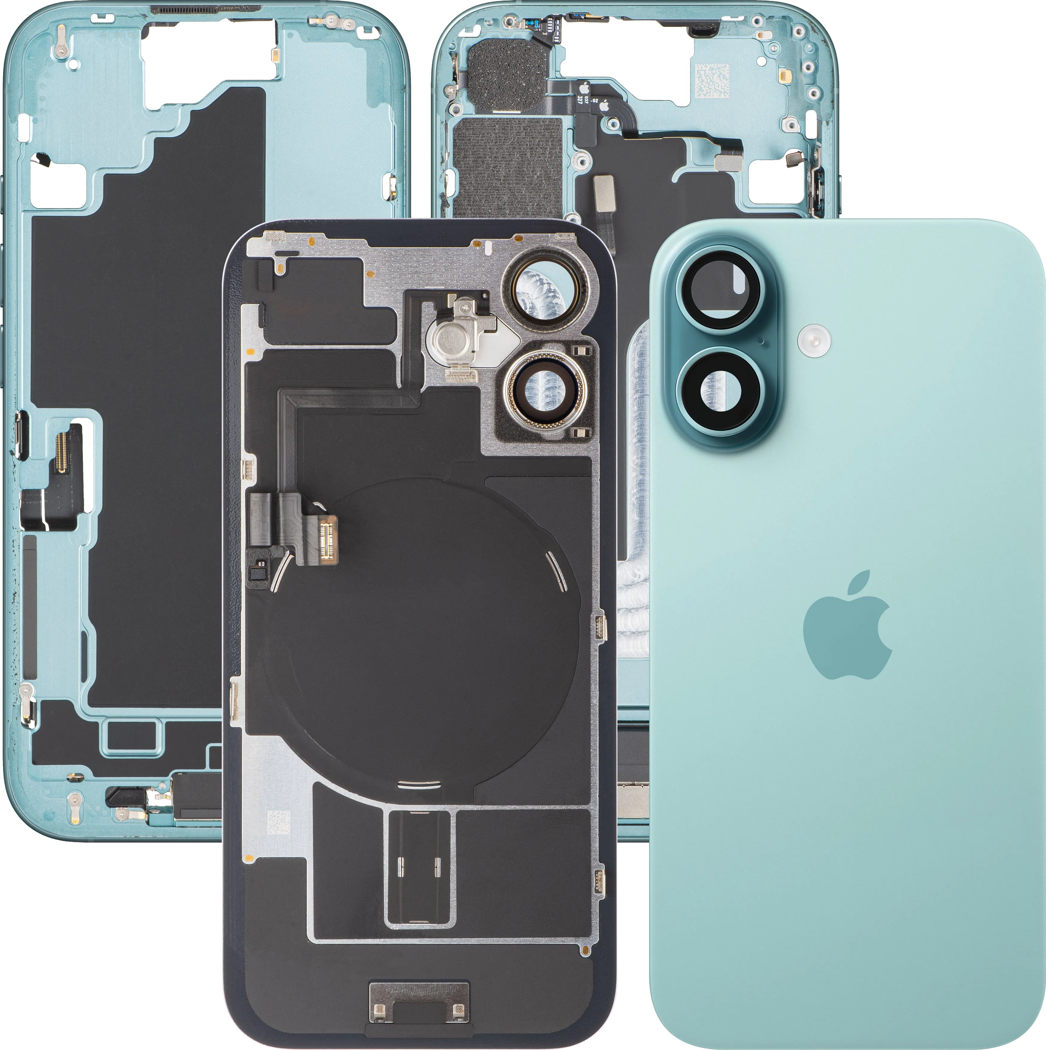 Copertura Batteria Apple iPhone 16, Con Scocca Centrale, Parti Complete, Verde (Teal), Swap Premium - immagine 1