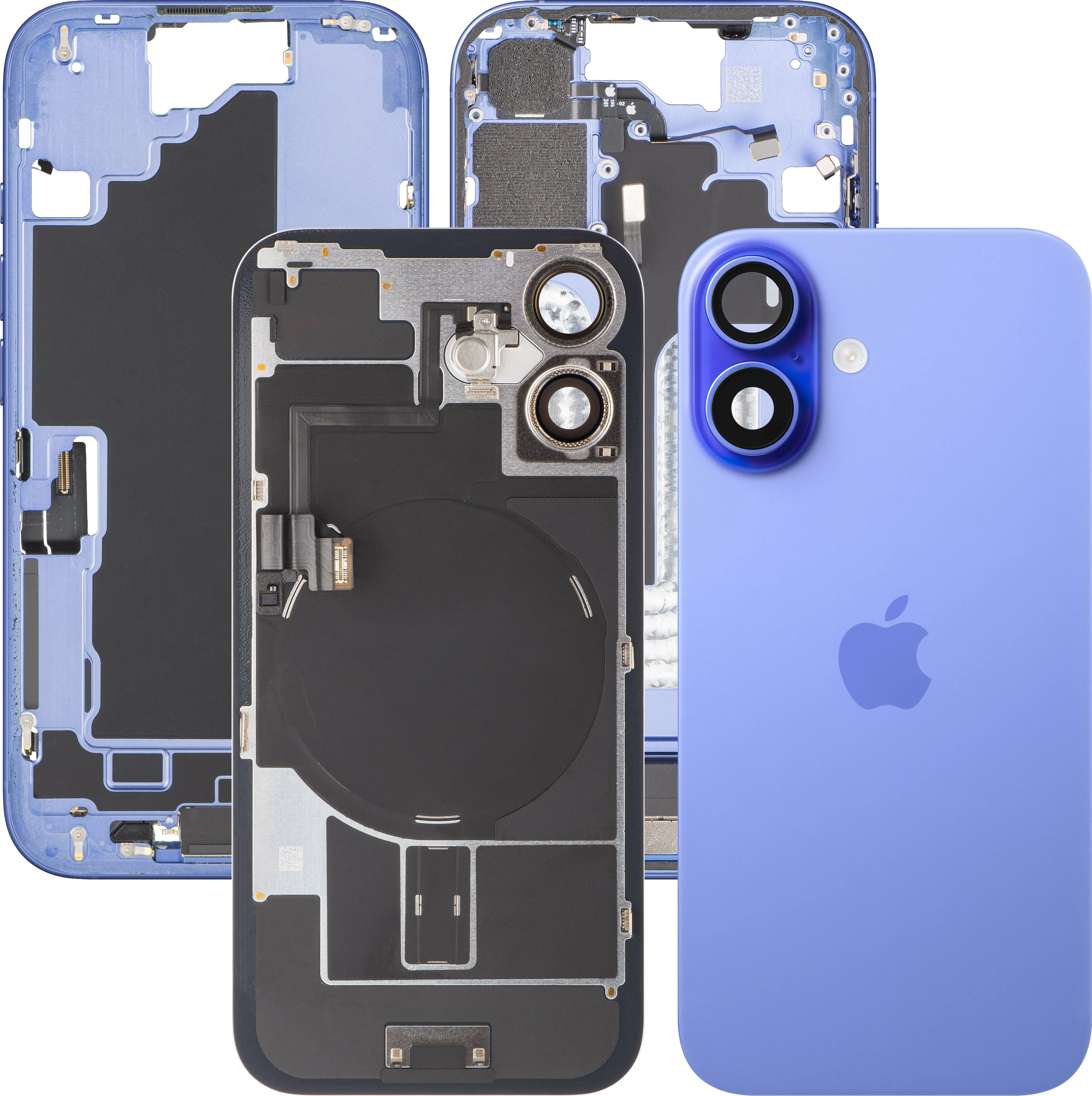 Copertura Batteria Apple iPhone 16, Con Scocca Centrale, Parti Complete, Blu (Ultramarine), Swap Premium - immagine 1