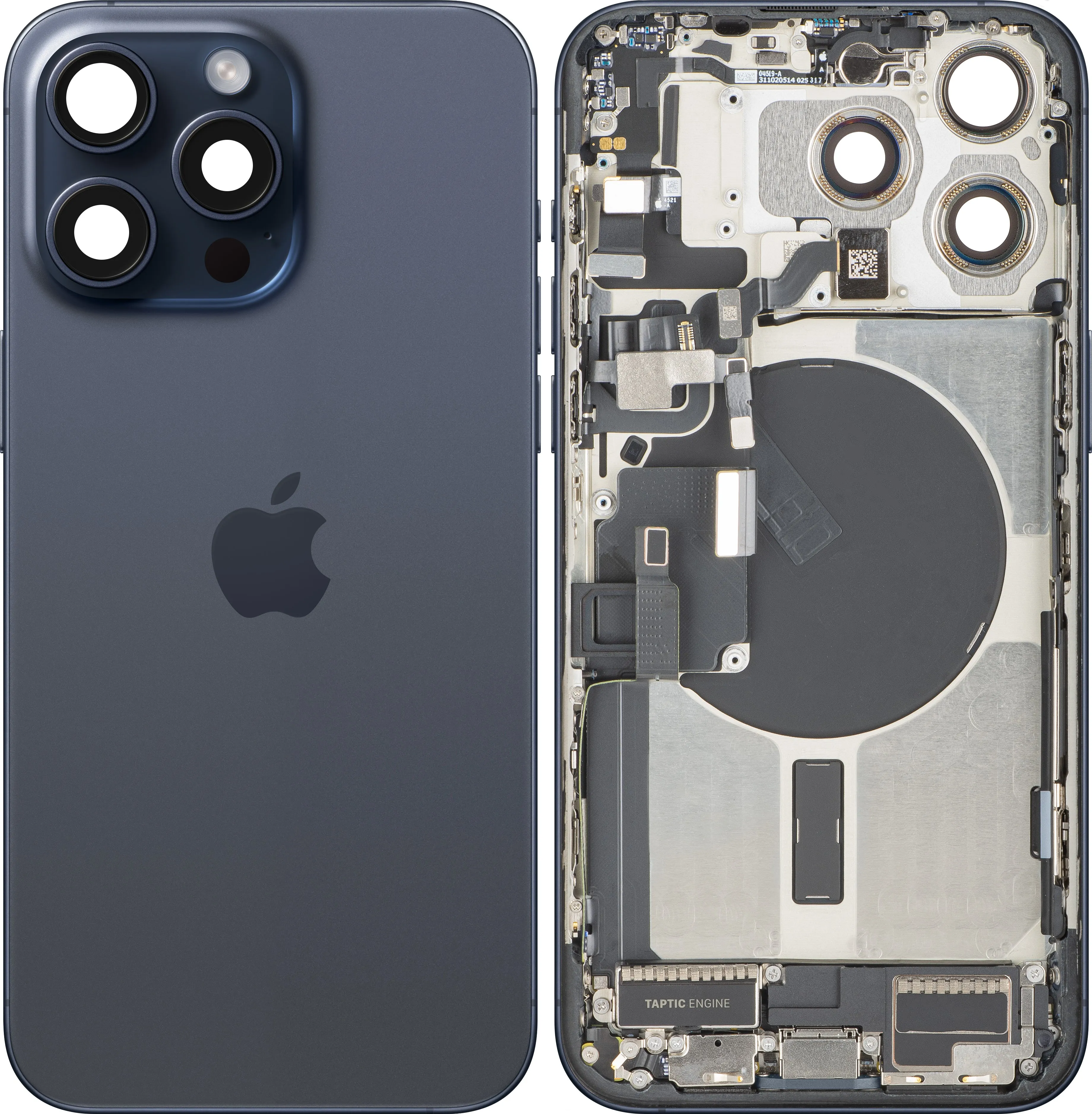 Cover Batteria Apple iPhone 15 Pro Max, Con Scocca Centrale, Parti Complete, Blu (Blue Titanium), Swap Premium - immagine 1