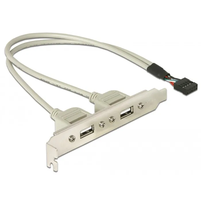 Slotbracket 1x internal USB 5pin > 2x USB2.0 external cavo USB 0,3 m USB A Bianco, Staffa slot - immagine 1
