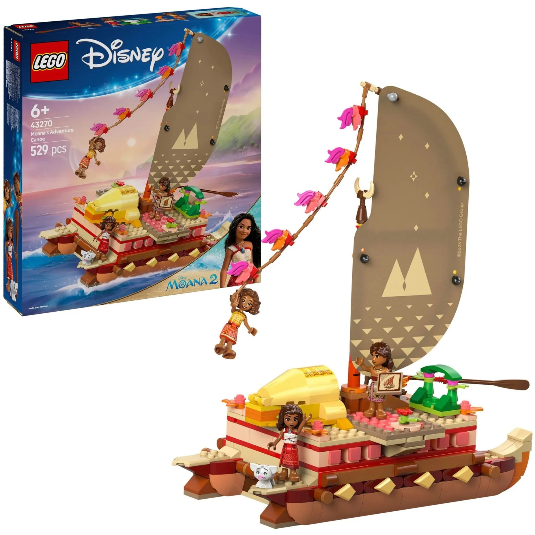 Disney Princess ǀ Disney 43270 La Canoa di Vaiana, Barca Giocattolo con 4 Personaggi, Barca e Accessori, Giochi per Bambine e Bambini 6+, Giochi di costruzione - immagine 1