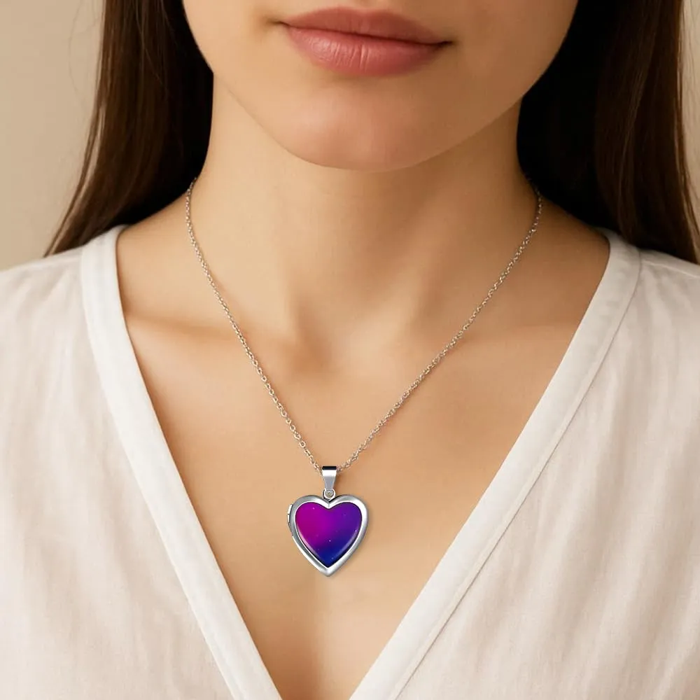 HMCEY Collana Che Cambia Colore Cuore,Colore Sensibile Collana Medaglione con Foto,Collane Temperature In Acciaio Inox,Portafoto Collanas con Ciondolo Bambina,Ciondolo Collanas Amore per Regalo - immagine 7