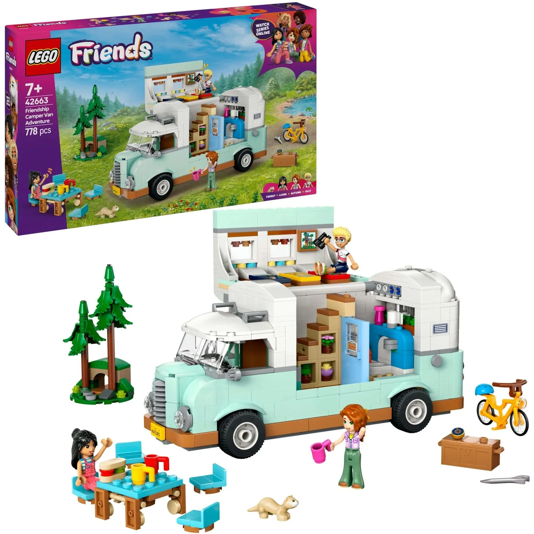 Friends 42663 Avventura sul Camper dell’Amicizia, Giochi di Ruolo Bambine 7+, Personaggi, Veicolo Giocattolo e Accessori, Giochi di costruzione - immagine 1
