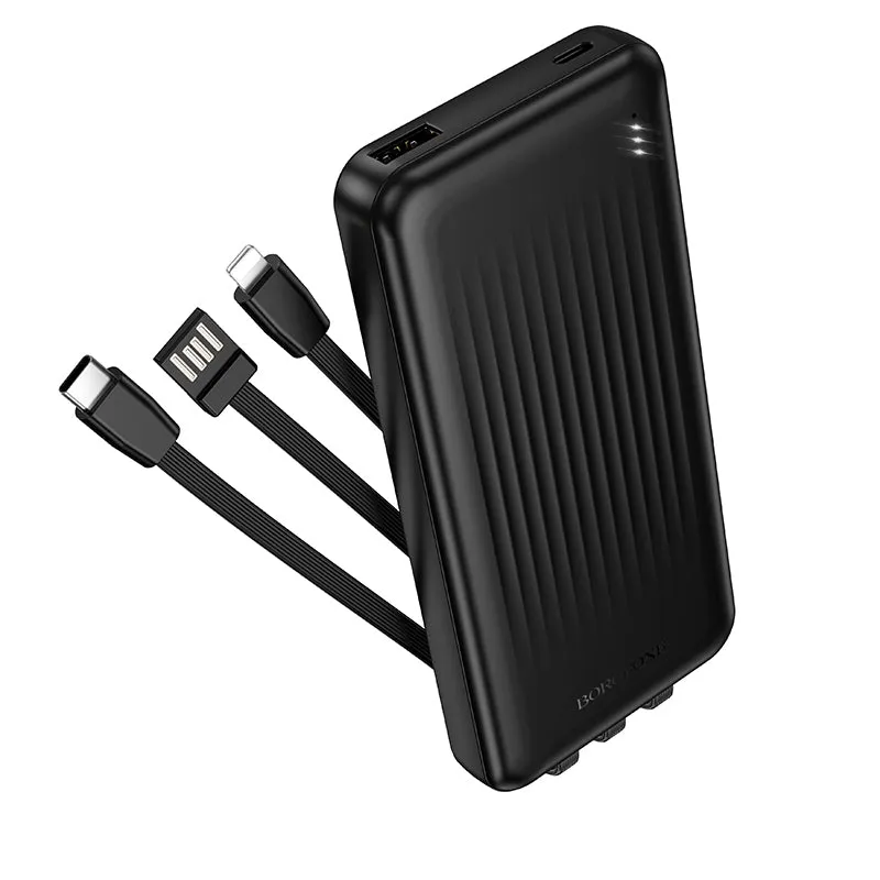 Batteria Esterna Borofone BJ79 Clever, 10000mAh, 10W, 1 x Lightning - 1 x USB-A - 1 x USB-C, Nera - immagine 1