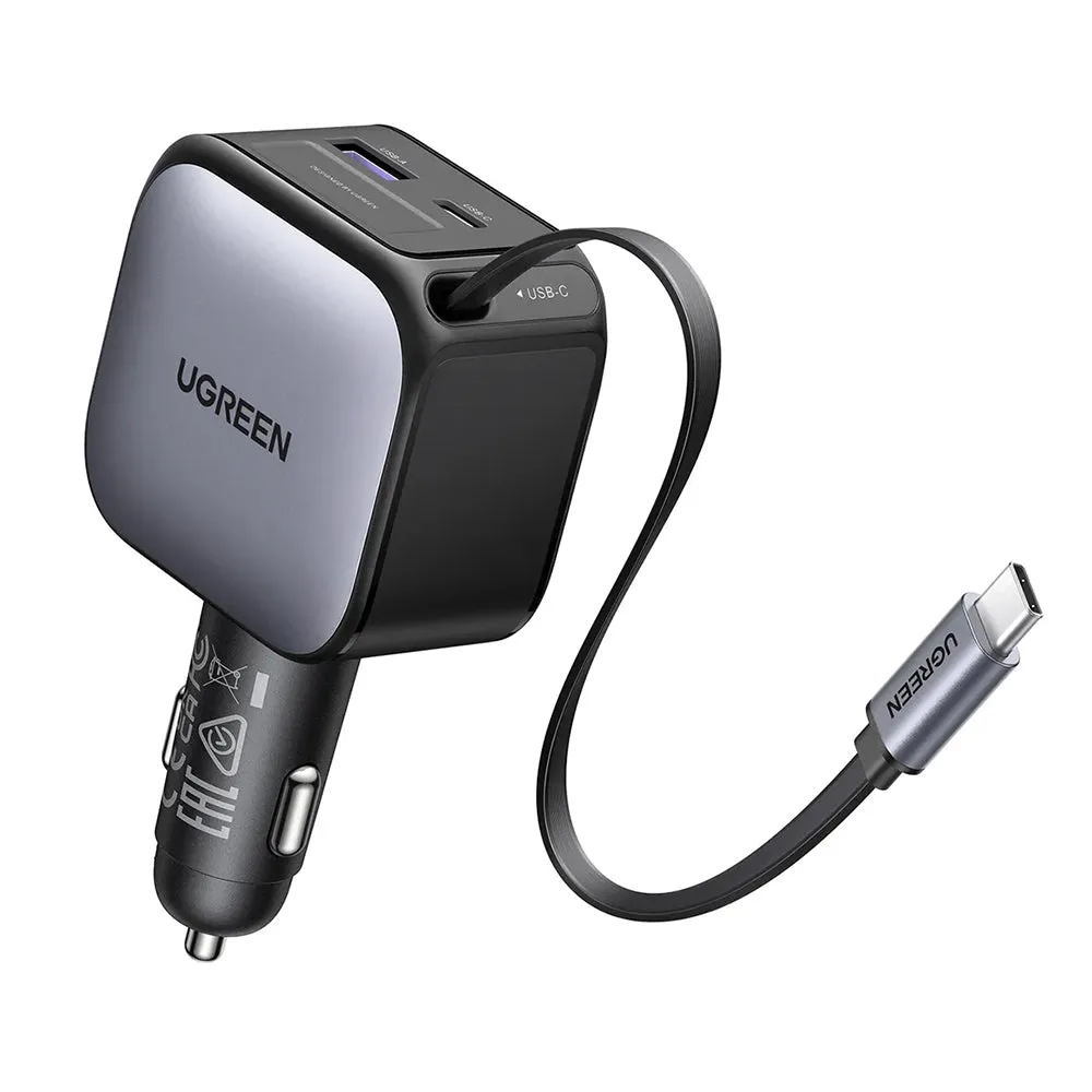 Caricabatterie Auto Con Cavo USB-C UGREEN EC602, 60W, 3A, 1 x USB-A - 1 x USB-C, Grigio - immagine 1
