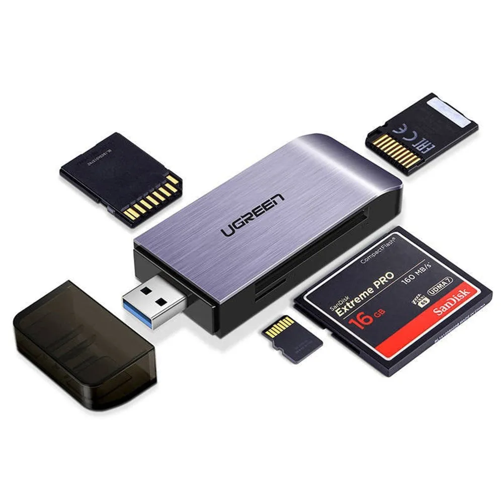 Lettore di schede USB 3.0 UGREEN CM180, SD - microSD - CF - MS, Grigio - immagine 1
