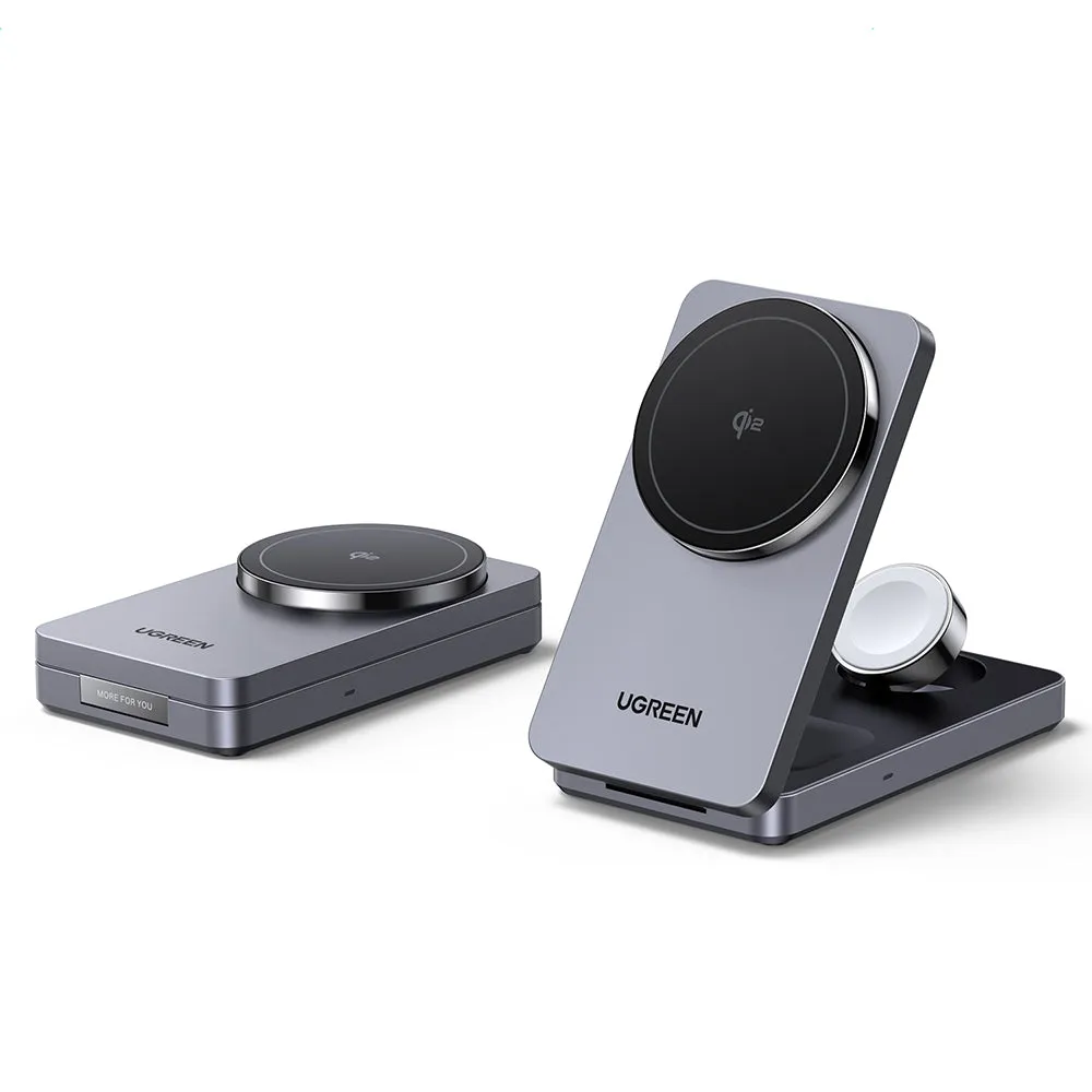 Caricabatterie Wireless UGREEN W707 3in1, 25W, 1.67A, Grigio - immagine 1
