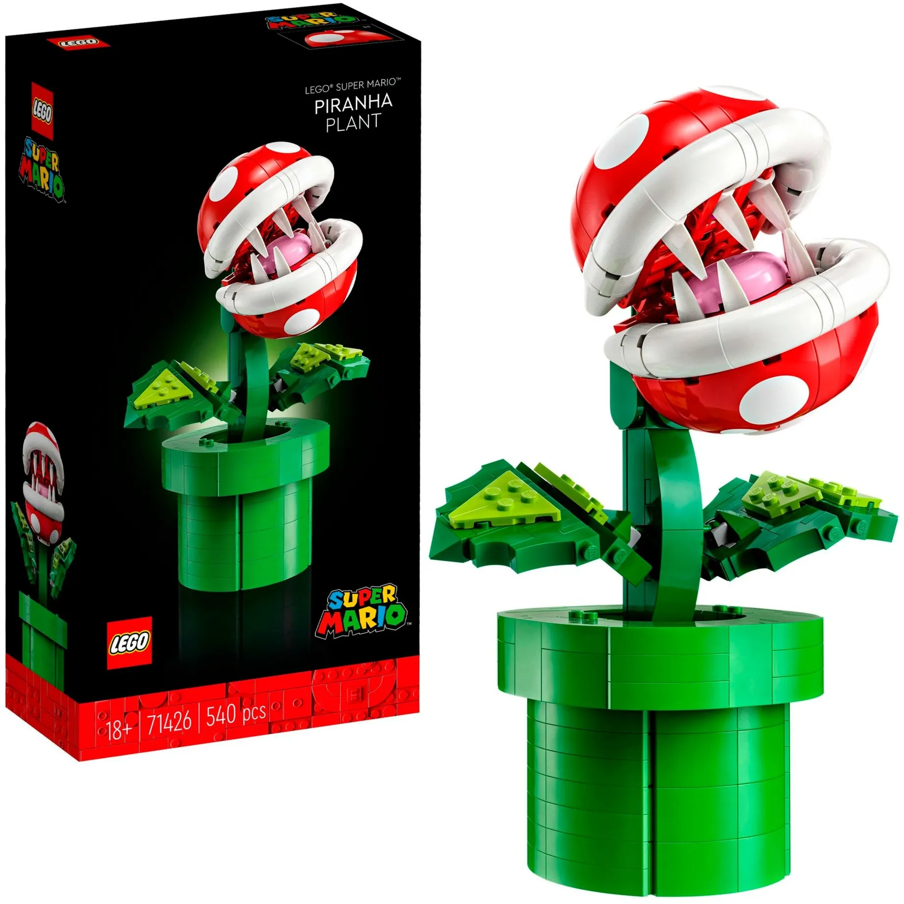 Super Mario 71426 Pianta Piranha, Personaggio Snodabile con Tubo e 2 Monete, Kit Modellismo per Adulti, Idea Regalo, Giochi di costruzione - immagine 1