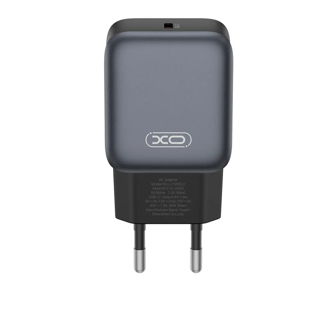 Caricabatterie Rete XO Design L155, 30W, 3A, 1 x USB-C, Nero - immagine 1