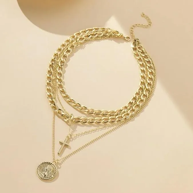 Collana Pirata, Collana Pirata Donna, Vintage Collana Oro, Collanass da Piratas per Donne e Ragazze, Collane Oro Donnas, Collana a Strati, Accessori Piratas Donnas, per Carnevale, Halloween (Oro C) - immagine 4