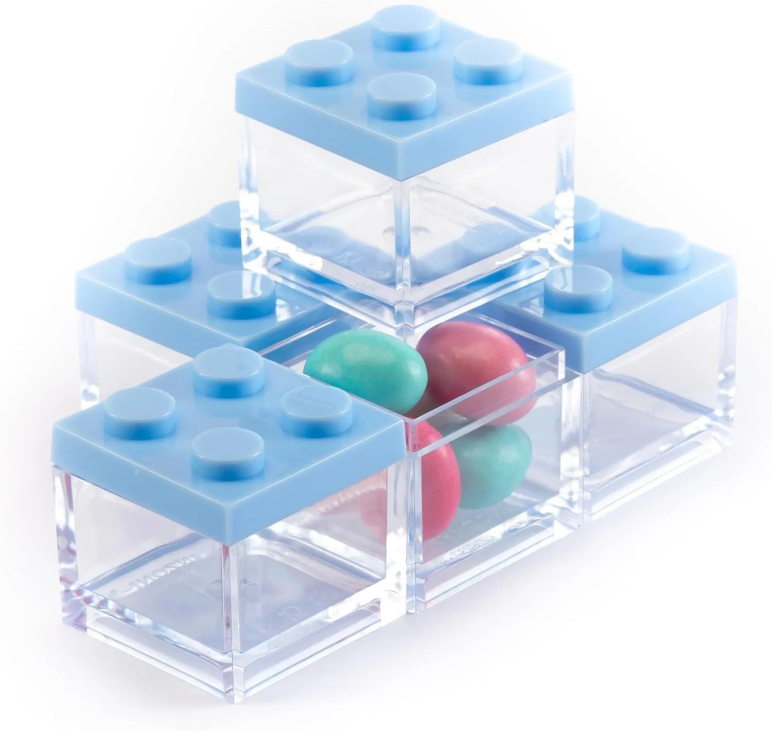 Manzoni Home - Contenitori Mattoncino - Set da 48 Pezzi colore Azzurro - Ideali come Bomboniere per Matrimoni, Feste di Laurea e Decorazioni Creative - Made in Italy - immagine 3