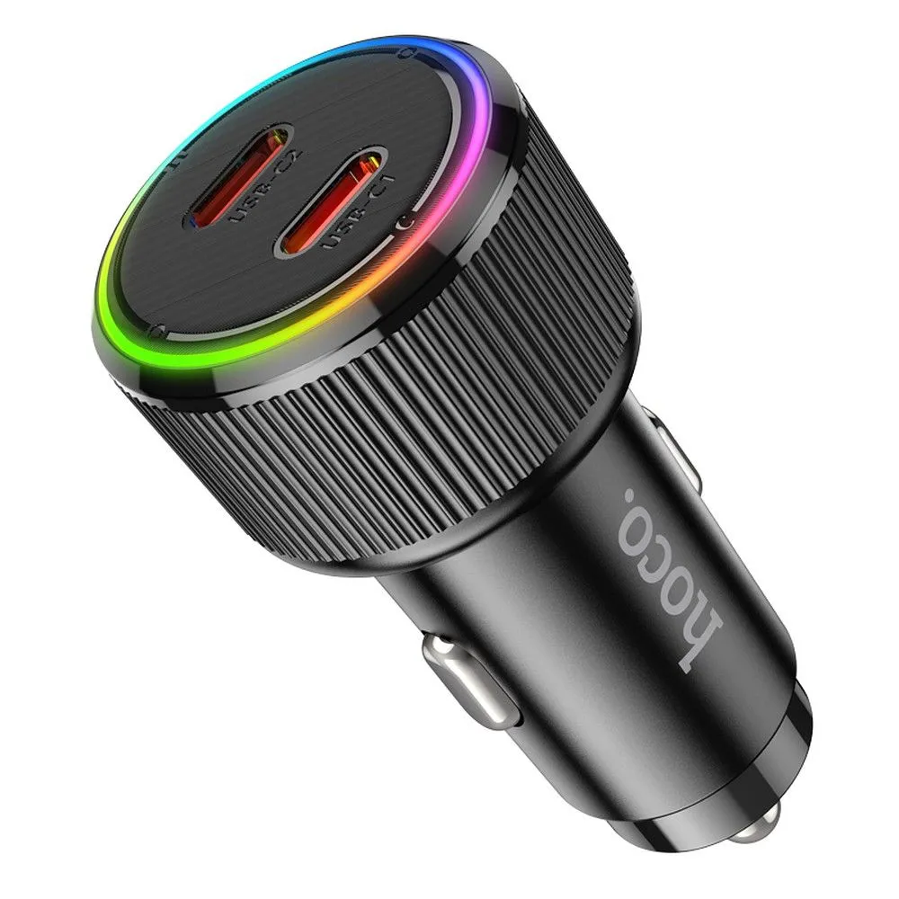 Caricabatterie Auto HOCO NZ14B, 50W, 3A, 2 x USB-C, Nero - immagine 1