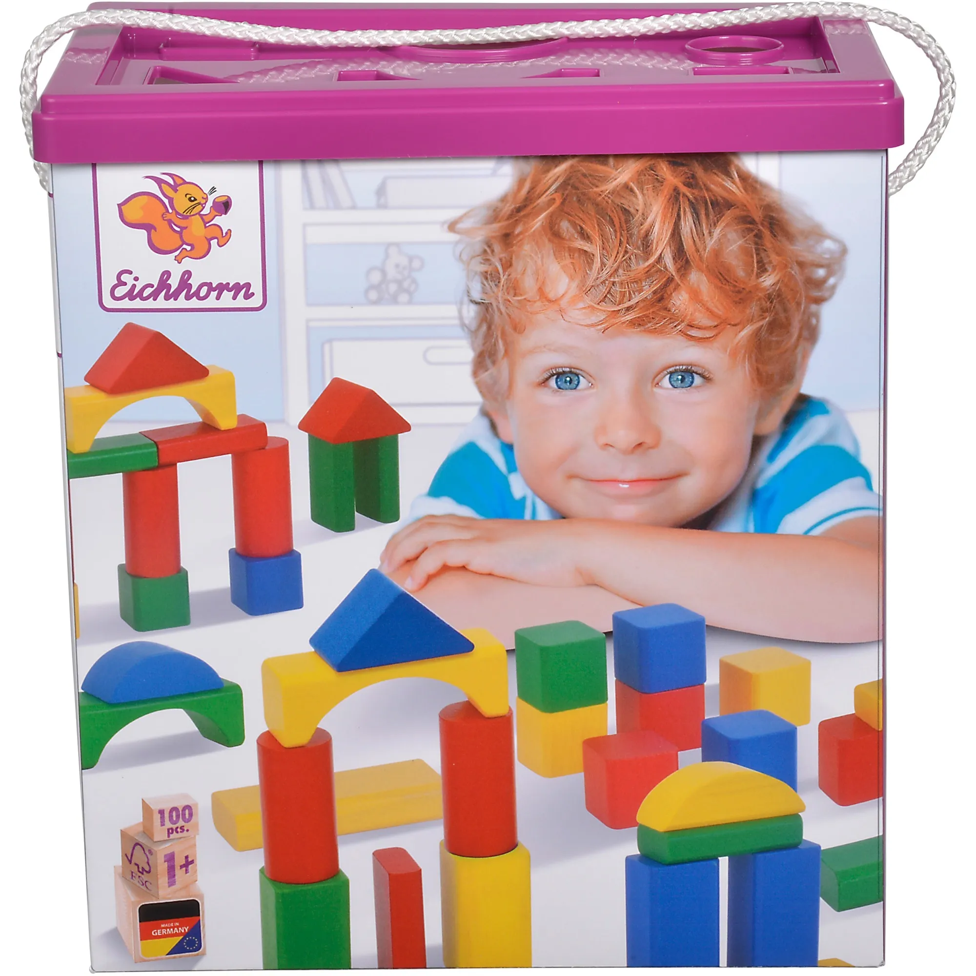 Blocchi da costruzione in legno colorati Eichhorn, Giochi di costruzione - immagine 1