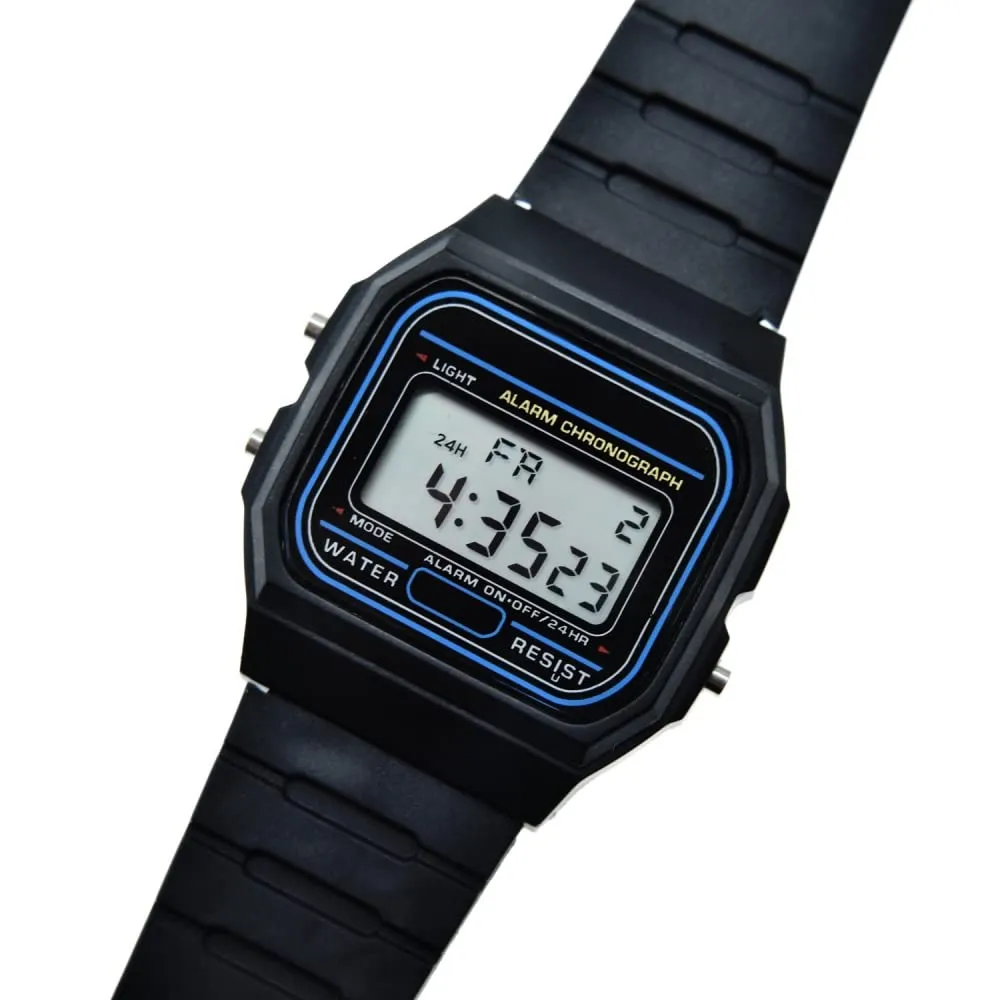 BDM - Classico orologio Casiopea Originale per uomo, donna, ragazza o ragazzo con cinturino digitale con sveglia. Un regalo d'epoca. - Negro - immagine 2