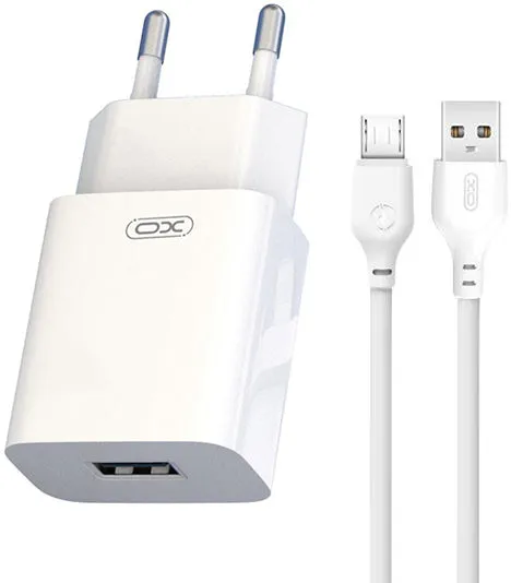 Caricabatterie da Rete con Cavo microUSB XO Design L99, 12W, 2.4A, 1 x USB-A, Bianco - immagine 1