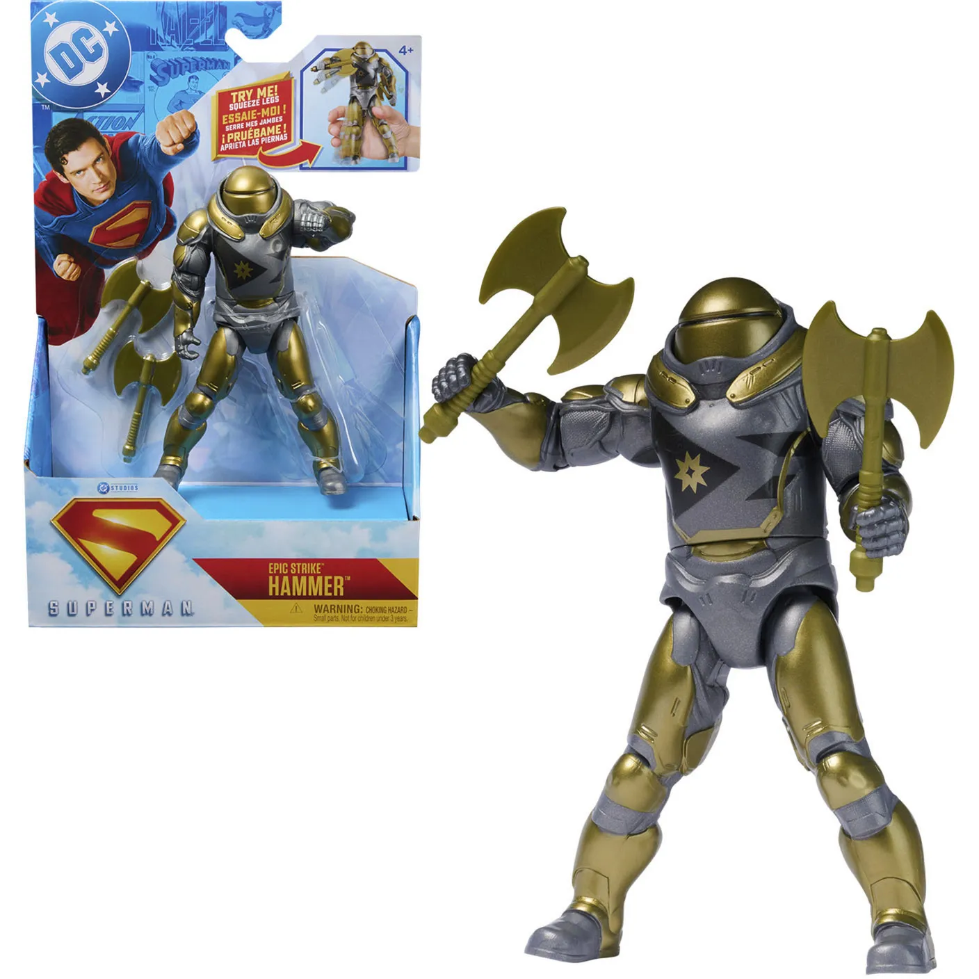 DC Comics, SUPERMAN, The Hammer, Action Figure Epic Strike, in Scala 15 cm, Stile Fedele al Film, Include 2 Accessori, Giocattoli per Bambini e Bambine, 4+ Anni, Gioco figura - immagine 1