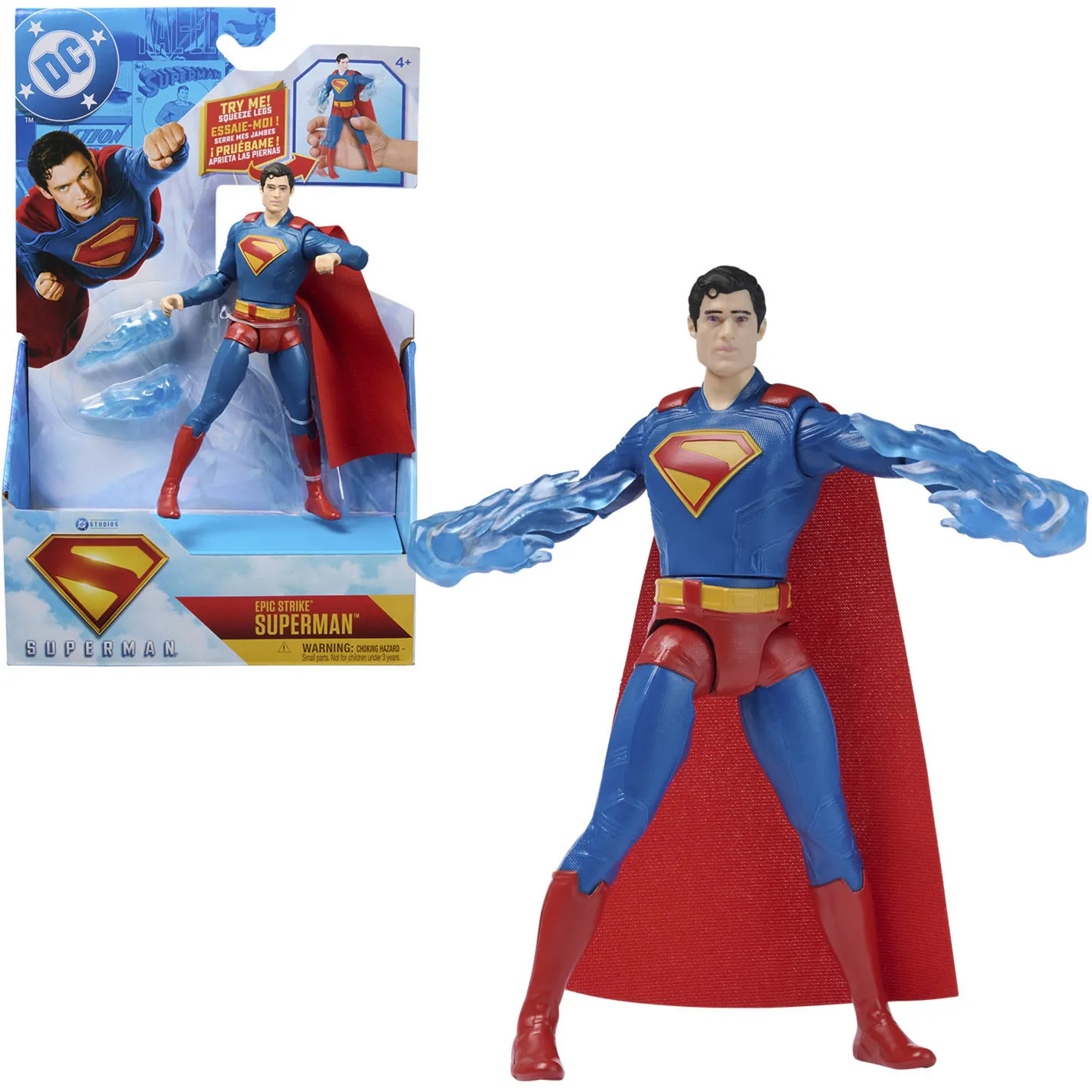 DC Comics, SUPERMAN, Superman, Action Figure Epic Strike, in Scala 15 cm, Stile Fedele al Film, Include 2 Accessori, Giocattoli per Bambini e Bambine, 4+ Anni, Gioco figura - immagine 1