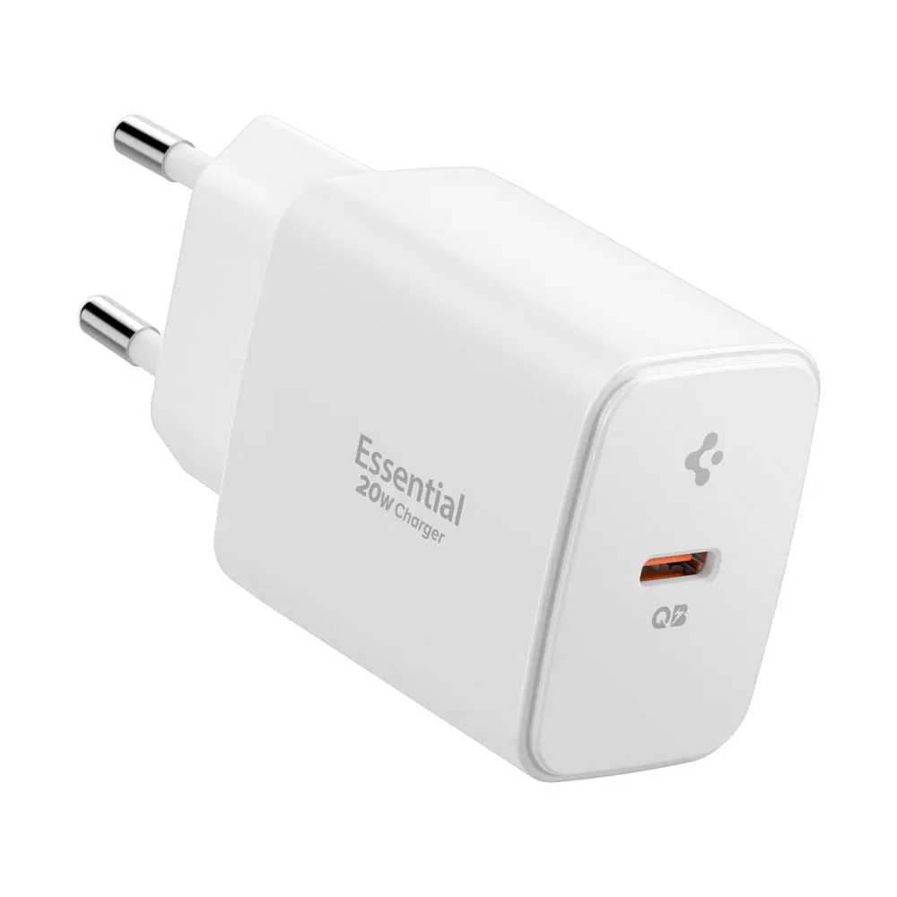 Caricabatterie Rete Spigen Essential, 20W, 3A, 1 x USB-C, Bianco ACH08701 - immagine 1