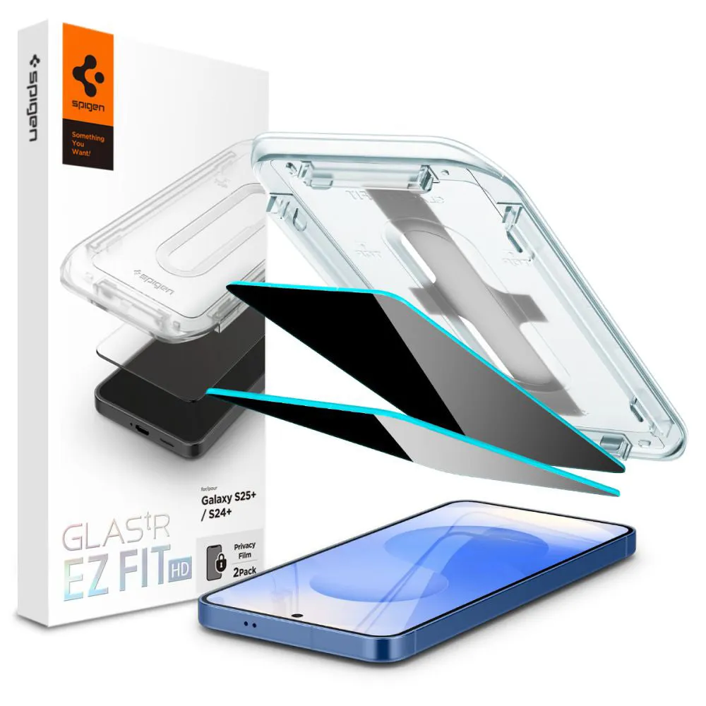 Pellicola Protettiva Schermo Privacy Spigen GlastR EZ FIT HD per Samsung Galaxy S25+ S936 / S24+ S926, Vetro Temperato, Full Glue, Set 2 pezzi - immagine 1
