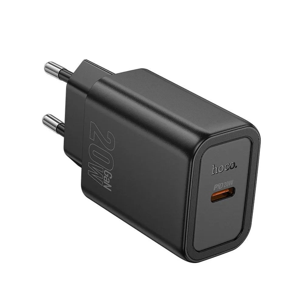 Caricabatterie Rete HOCO N60, 20W, 3A, 1 x USB-C, Nero - immagine 1