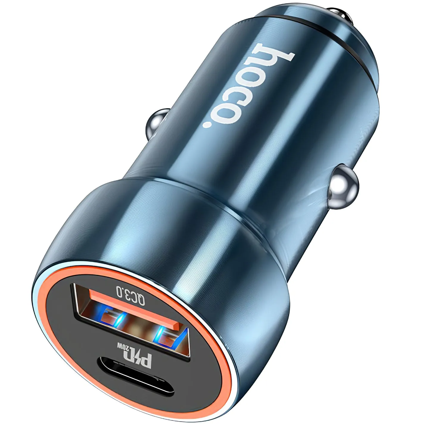 Caricabatterie Auto HOCO Z46A, 20W, 3A, 1 x USB-A - 1 x USB-C, Blu - immagine 1