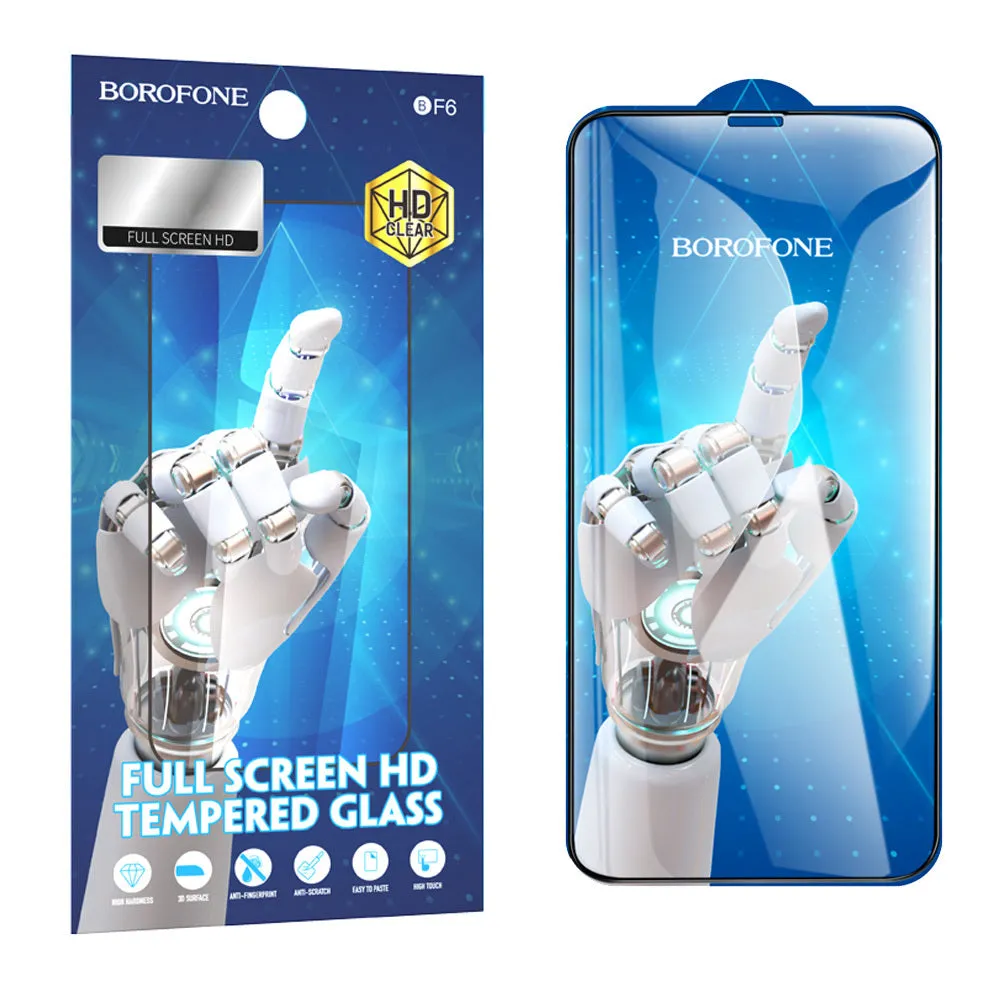 Pellicola Protettiva Schermo Borofone BF6 Diamond Armor per Apple iPhone 17e / 16e / 14 / 13 Pro, Vetro Temperato, Full Glue, Set 10 pezzi, Nera - immagine 1