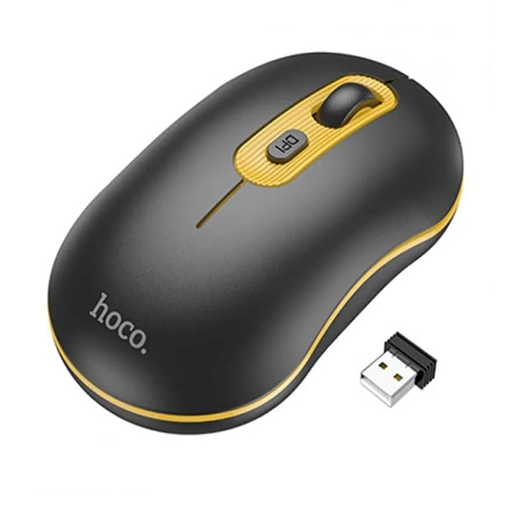 Mouse Wireless HOCO GM21, 1600DPI, Giallo - immagine 1