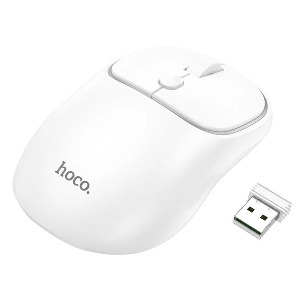 Mouse Wireless HOCO GM25, 1600DPI, BT / Wi-Fi, Bianco - immagine 1